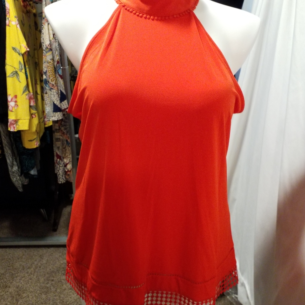 Orange short sleeve turtleneck top